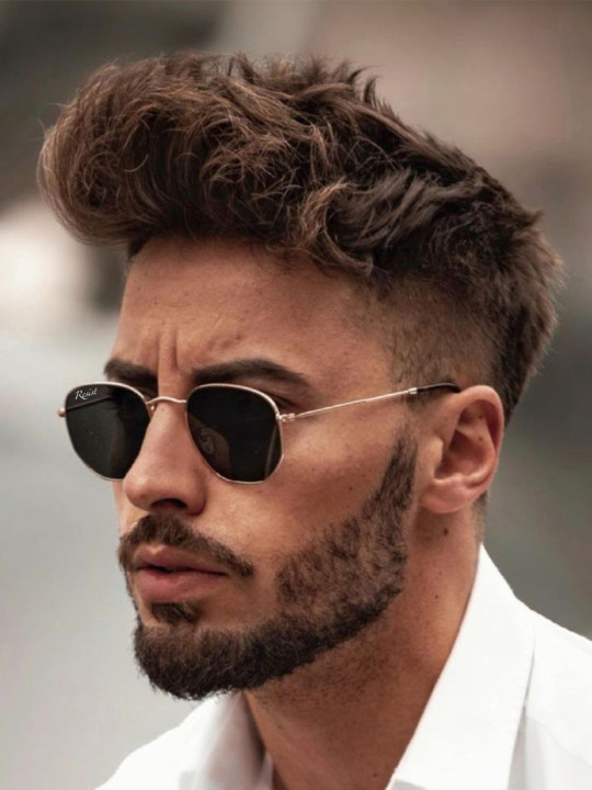 Gold Black UV Protected Hexagonal Sunglasses