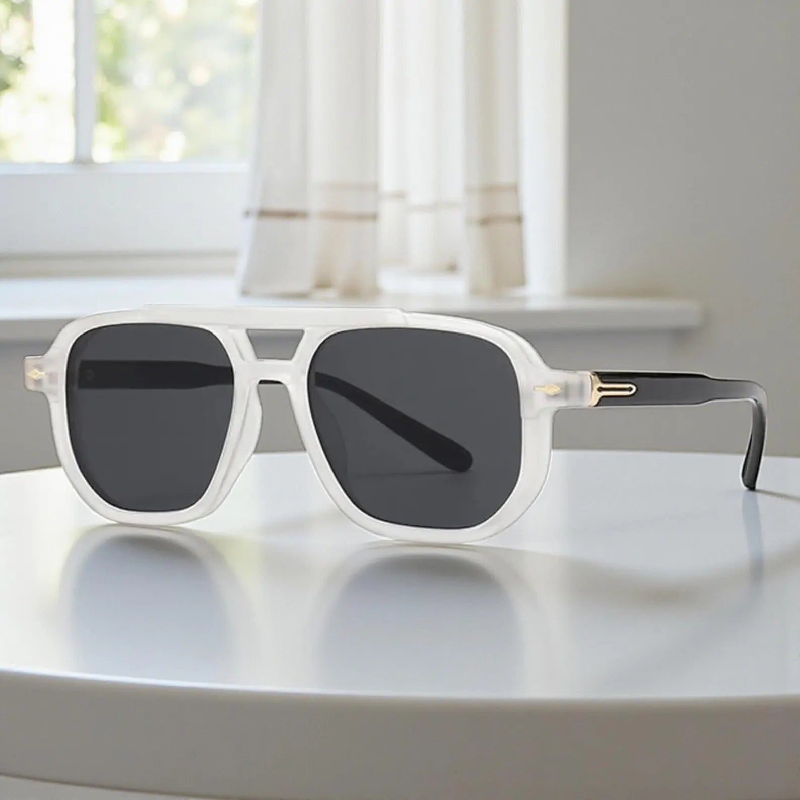 Retro Y2k Double Bridges Square Sunglasses – Gradient UV400 Fashion Gift For Him