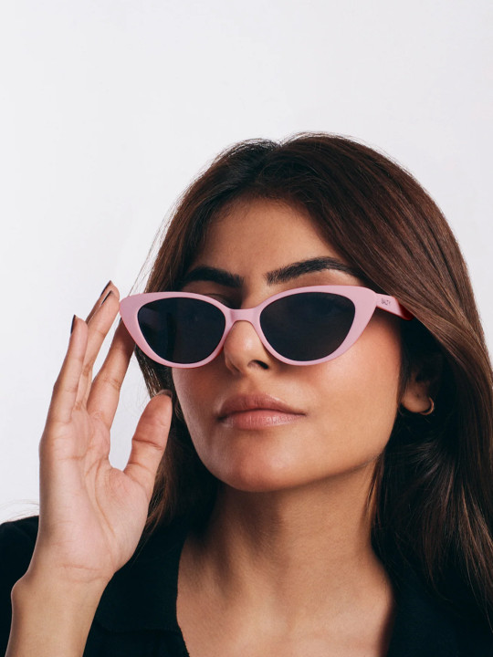 SALTY - Women Black Lens & Pink Cateye Sunglasses with