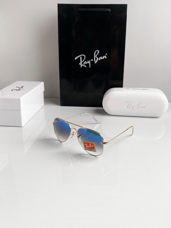 RAYBAN 3026 GOLD BLUE SHADED 61 SUNGLASSES Main image