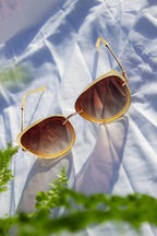 Front Lens Oversized Sunglasses in Beige