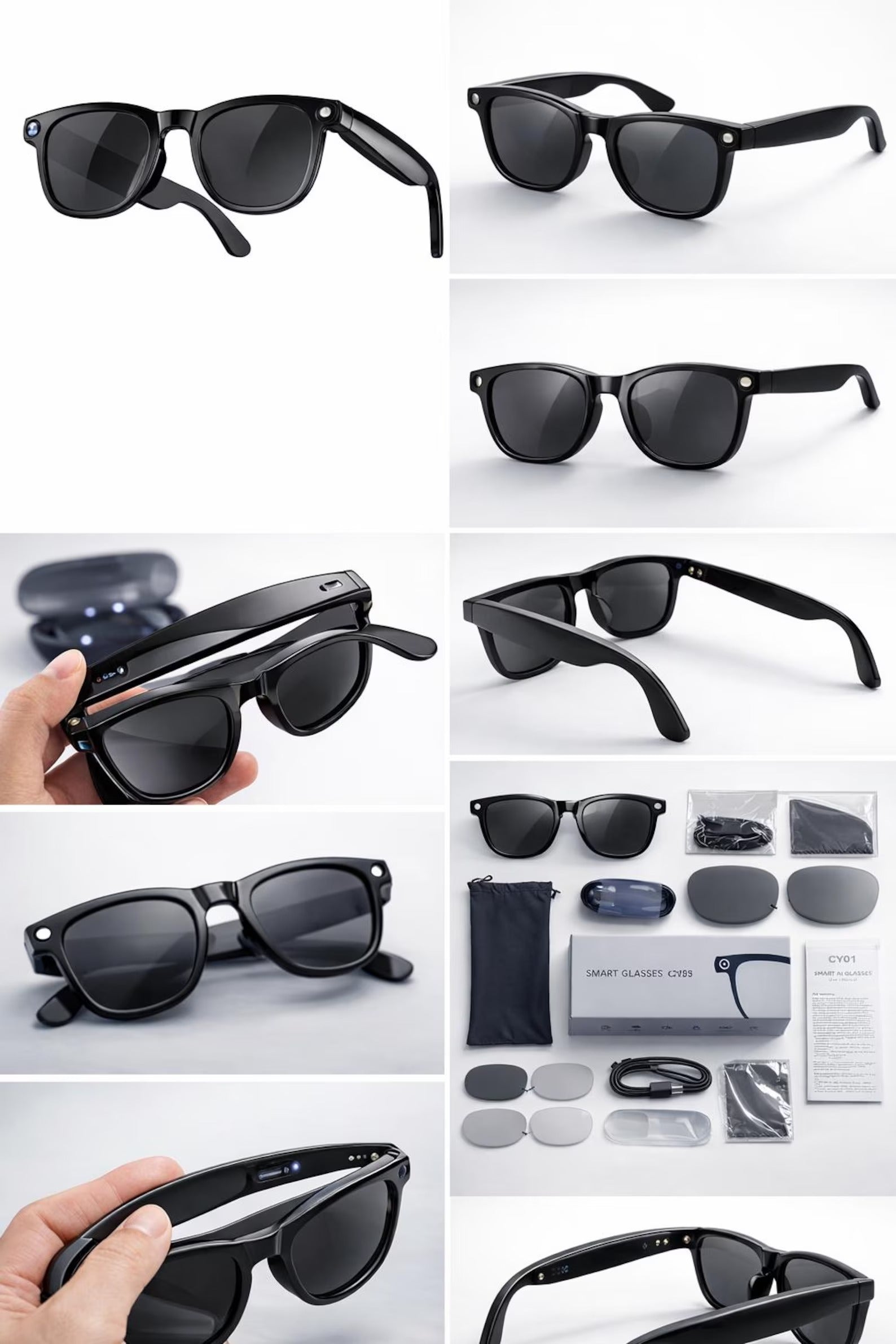 Pro AI Smart Glasses 800W Pixel 2K HD Camera Outdoor Sport Sunglasses with Open AI Voice Assistant, Call Recording & Real-Time