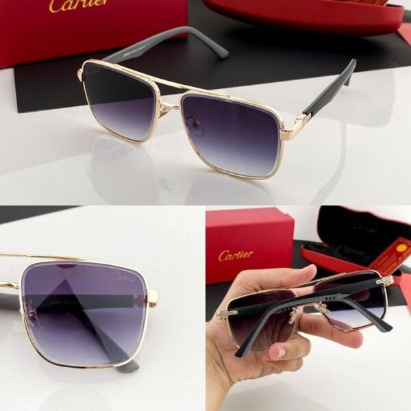 Cartier Gold Black Shaded 23400 Sunglasses