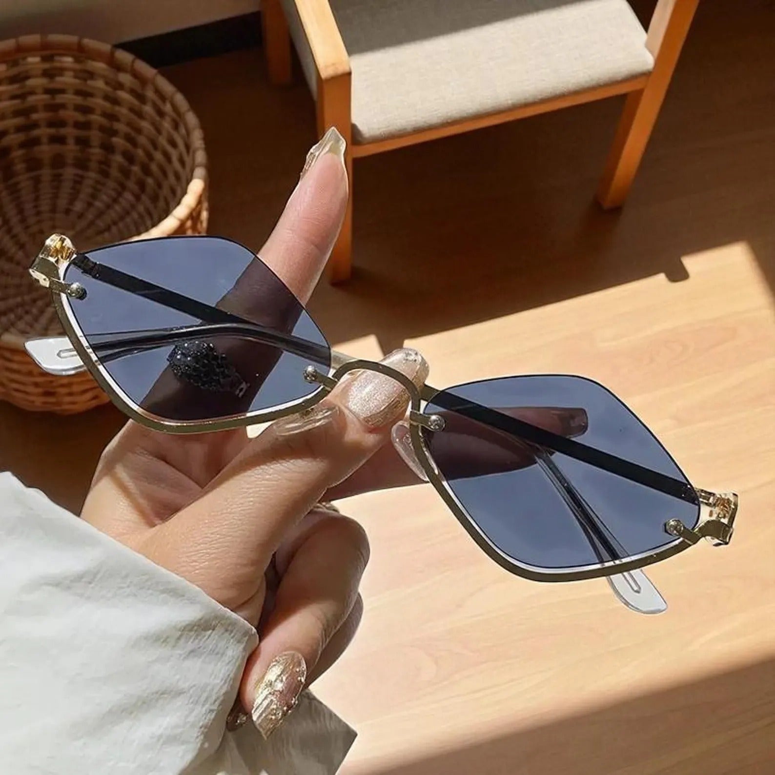 Smart Metal Frame Punk Style Glasses, Smart Diamond Shaped Sunglasses, Festival Accessories, Trendy Fashion Glasses Rave Wear, Gift For Her