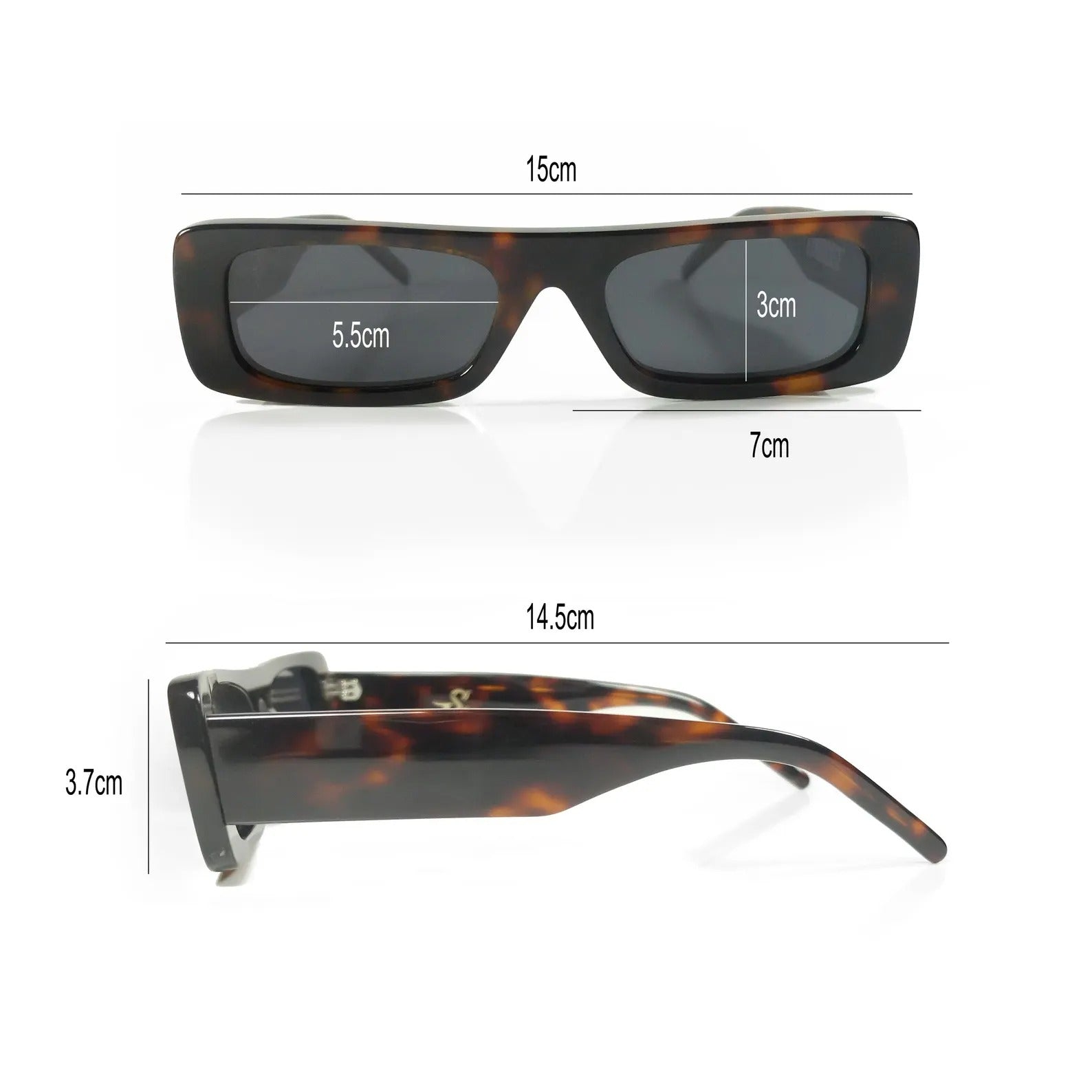 Women Sunglasses Vintage Tortoise Acetate Rectangle Polarized Glasses