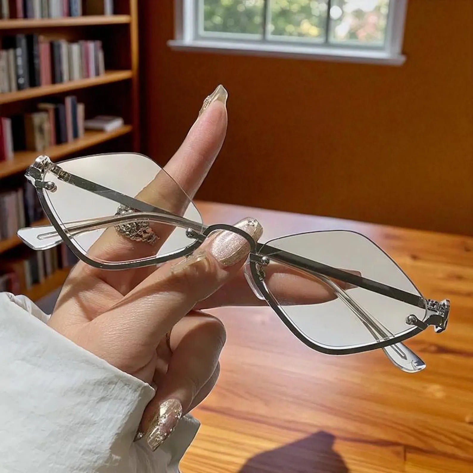 Smart Metal Frame Punk Style Glasses, Smart Diamond Shaped Sunglasses, Festival Accessories, Trendy Fashion Glasses Rave Wear, Gift For Her