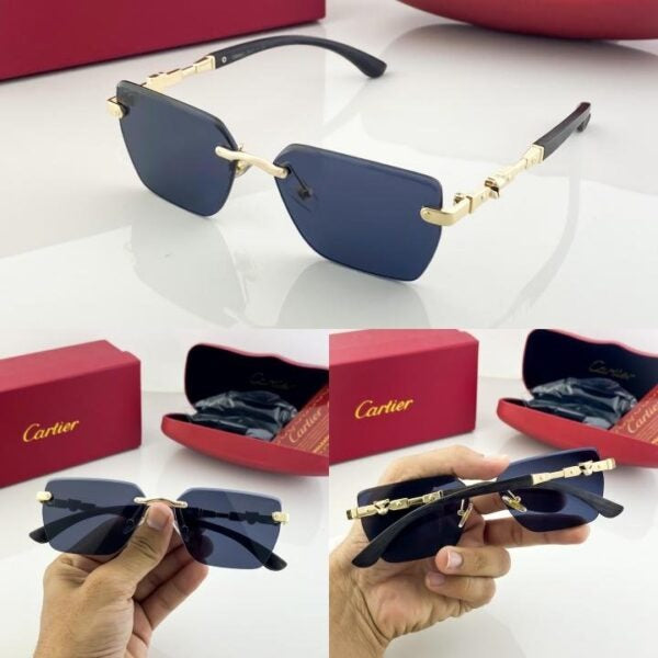 Cartier Gold Black 61 Sunglasses