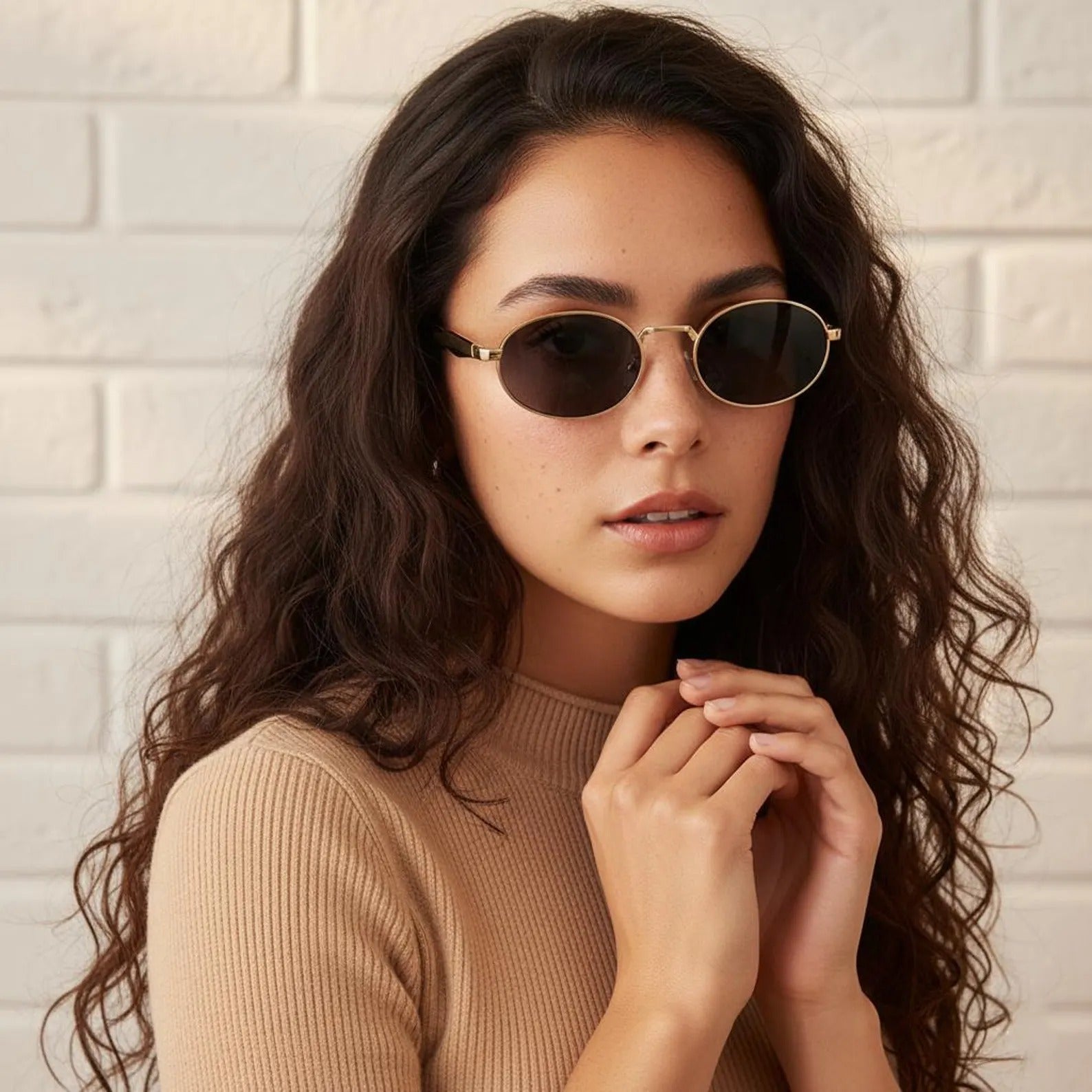 Classic Round Metal Sunglasses,Vintage Gold Frame UV Protection,Gradient Tea & Grey Lens,Retro Minimalist Eyewear,Free Case Included Gift