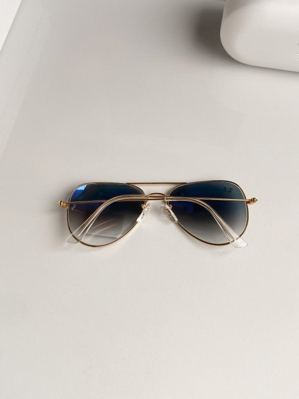 RAYBAN 3026 GOLD BLUE SHADED 61 SUNGLASSES