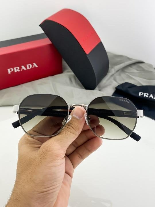 Prada Silver Green Shaded 972 Sunglasses