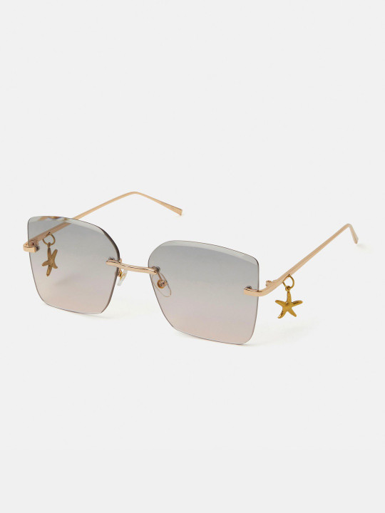 Women Gold Lens & Gold-Toned Square Sunglasses