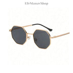 Geometric Sunglasses , Gold Frame , Luxury Retro Sunglasses , Unisex Fashion Shades • Gift for Her Him