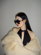 The ''Gold trim square shape Jackie O'' oversized sunglasses
