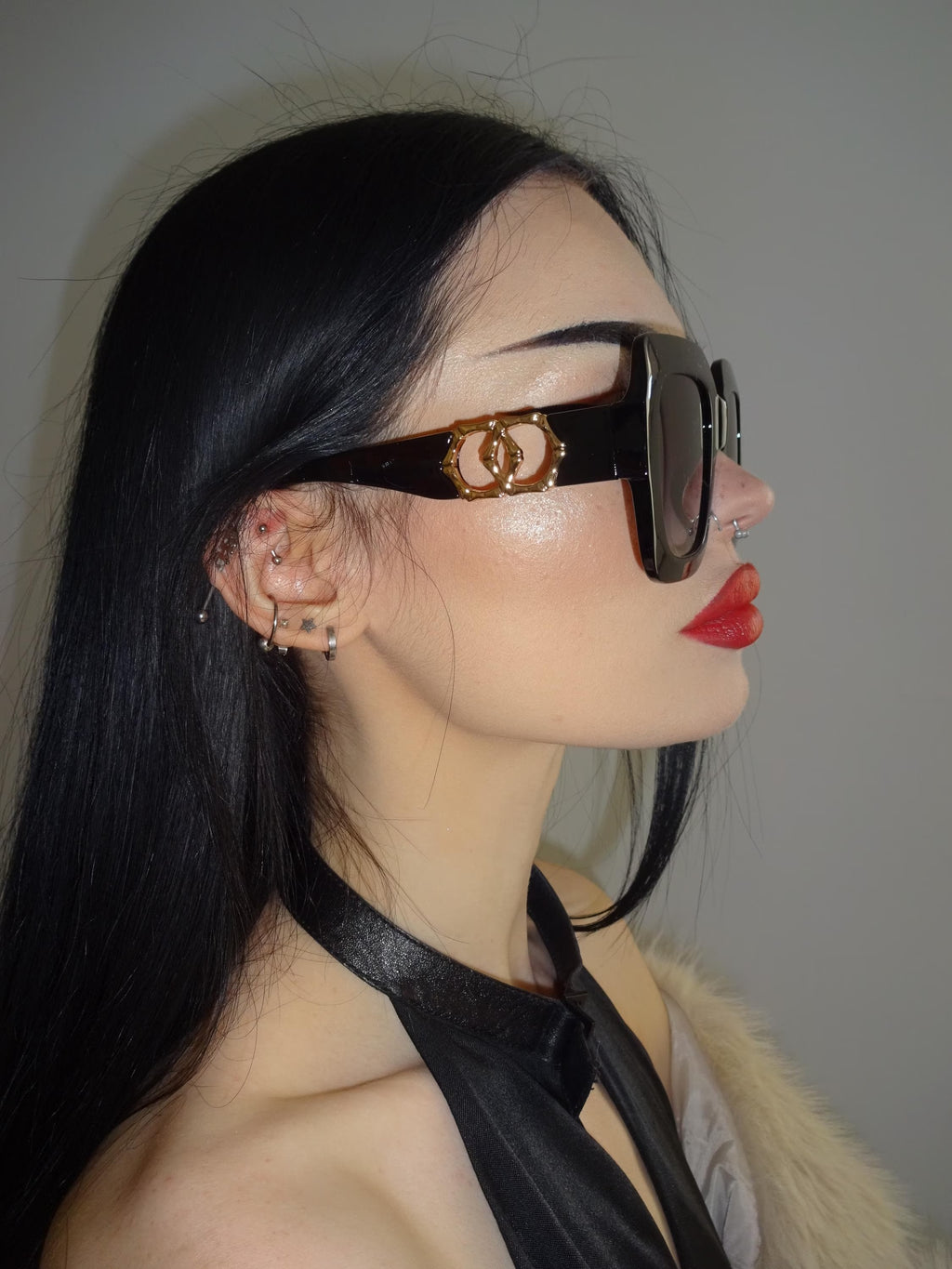The ''Gold trim square shape Jackie O'' oversized sunglasses