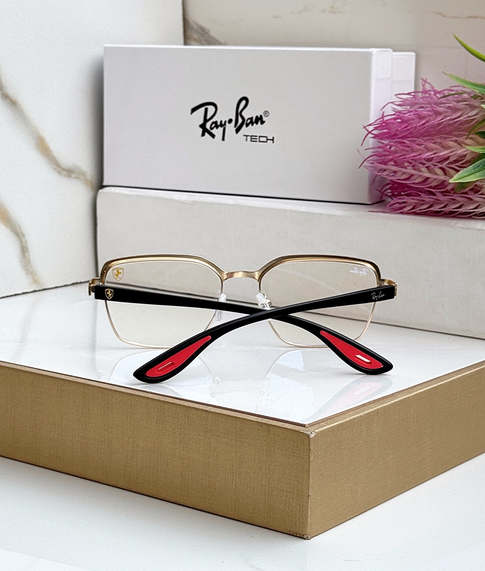 RB #7 METAL GOLD BLUE CUT SUNGLASSES