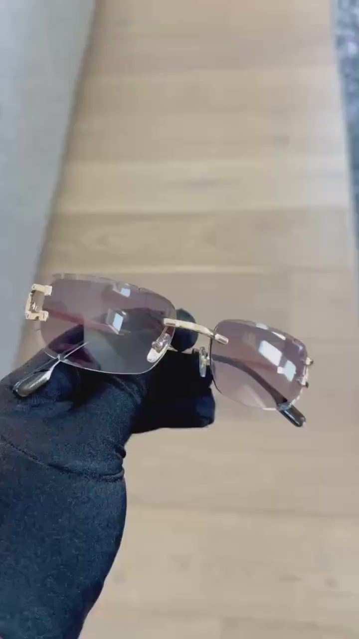 Luxury Rimless Square Gradient Sunglasses: Gold Frame UV Eyewear